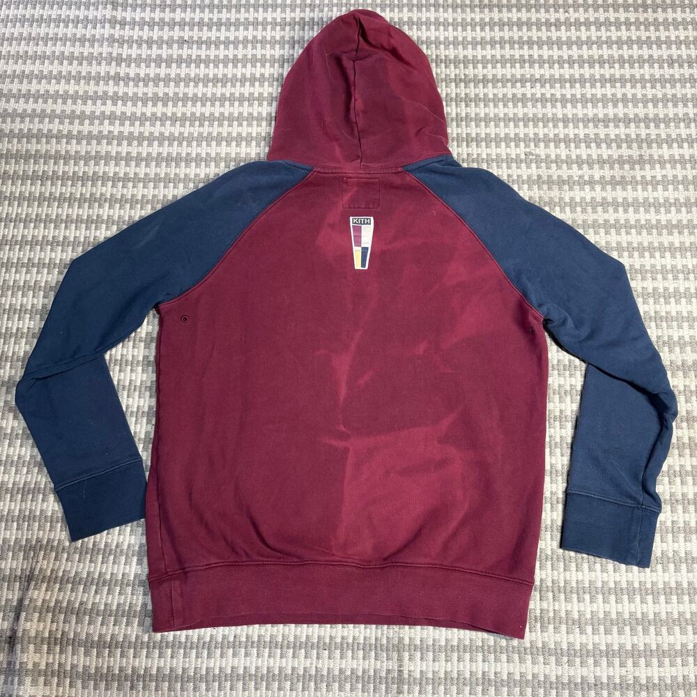 KITH Acedemy Hartford Hoodie Burgundy Navy Men Sz L Preowned - Picture 3 of 6